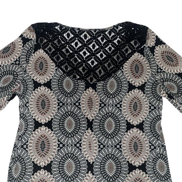 70s Inspired Fig & Flower Anthropologie Bell Sleeve Mini Dress S Small Printed - Picture 12 of 13